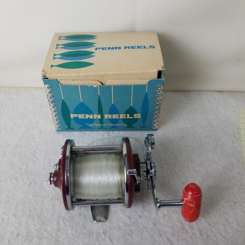 Penn Peerless Monofil 9MS Salt‎ Water Reel Maroon Excellent Box Manual Wrench